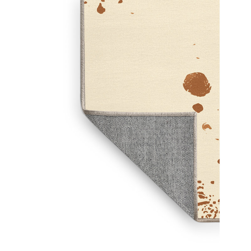 Tapis abstrait éclectique Wynsum lavable à la machine - Reliure beige, Rond 8 pi