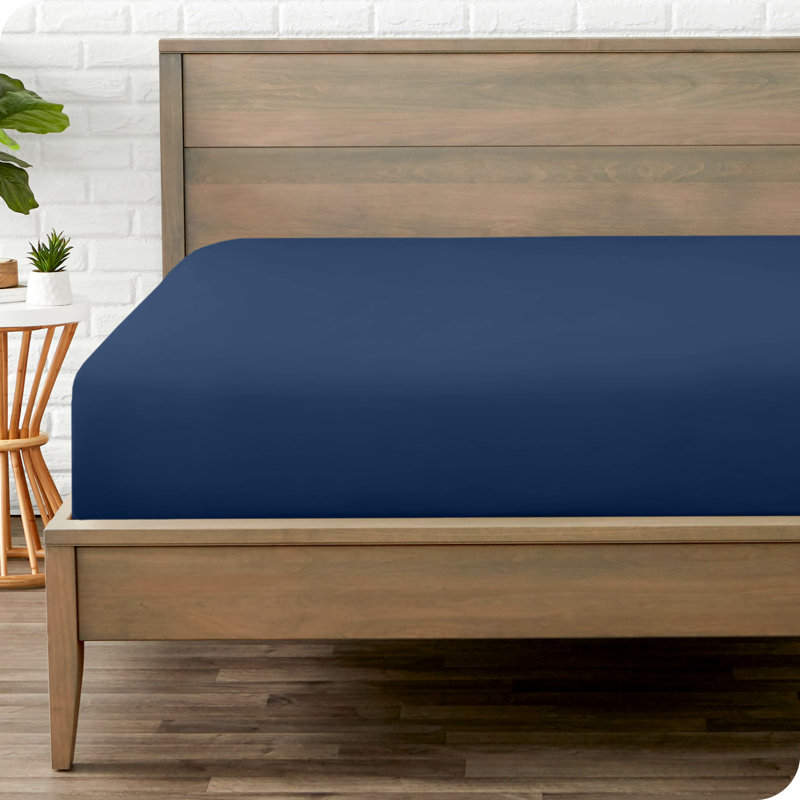 Microfiber Fitted Sheet, Dark Blue, Twin Fitted Sheet
