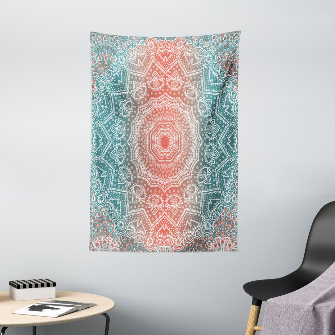 Wandbehang Modern Tribal Mandala Tibetan Healing Motiv mit floralen geometrischen Ombre