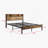 Industrial Bed Frame with Storage Headboard and USB Charging Station, Metal Platform Bed with Tall Legs and Underbed Storage, No Box Spring Needed, Black, Queen-2072176599-2072176596