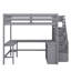Structure de lit mezzanine en bois pleine grandeur avec bureau en forme de L intégré et 3 tablettes de rangement et escalier de rangement attaché pour les enfants, aucun sommier nécessaire-1946459648