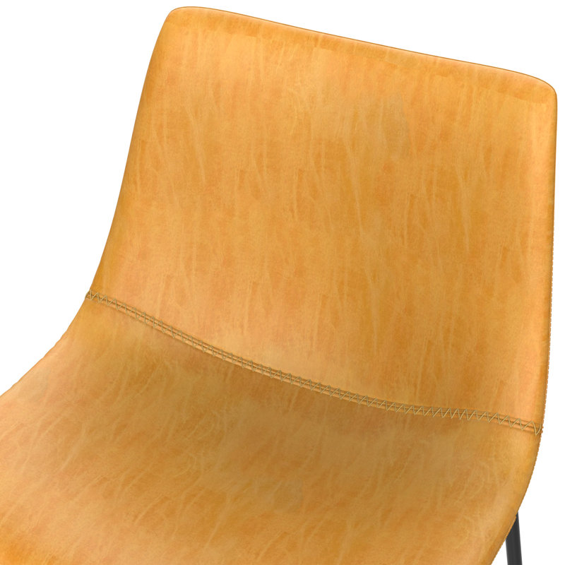 Faux Leather Upholstered Metal Side Chair, Tan