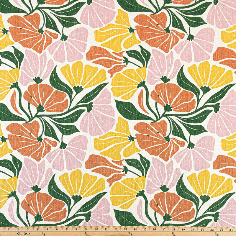 Rideaux floraux modernes Mid-Century, L 50 po x L 108 po