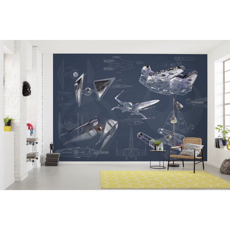 Star Wars Blueprint Dark 2.8m x 4m Wall Mural, Beige