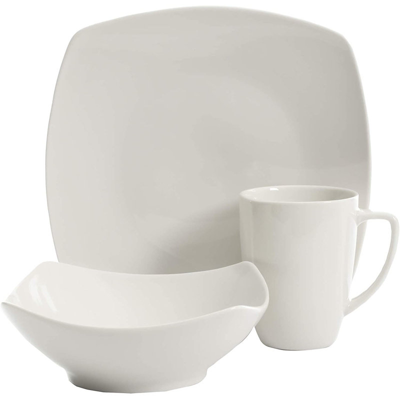 Zen Buffetware Dinnerware Set, White, 12