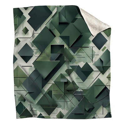 Geometric Green Shapes Blankets