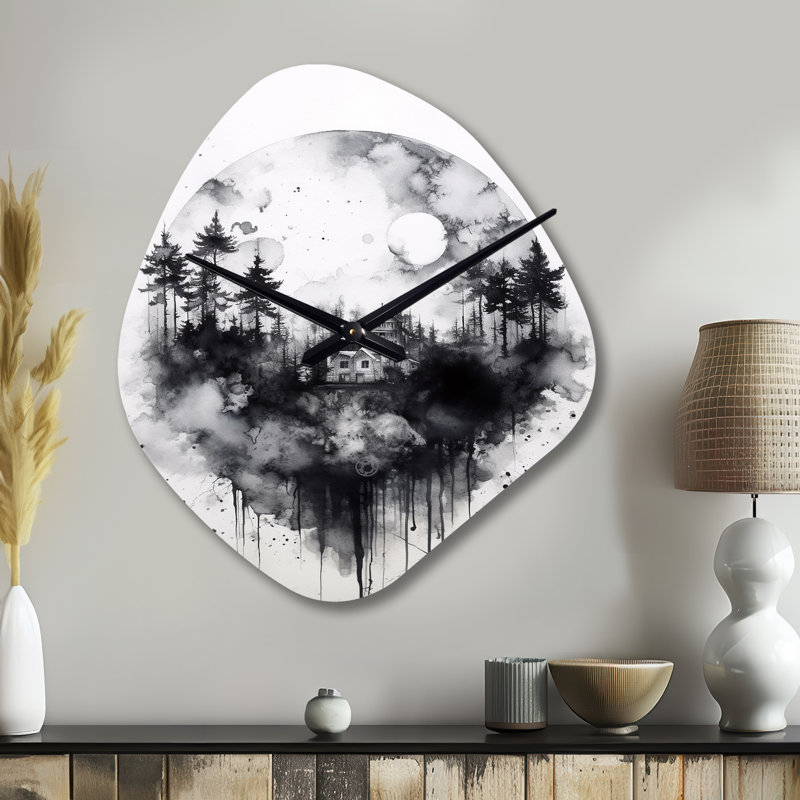 Horloge murale Markson Cabin Solitude - campagne asymétrique, Grand