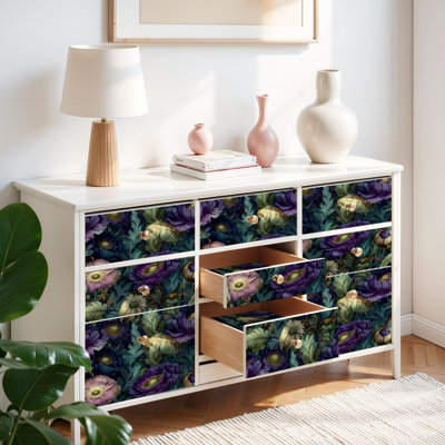 Papier auto-adhésif à peler et coller de luxe à motif de pétales botaniques superposés de 17,7 po x 118 po (auto-adhésif et amovible) (45 x 300 cm)