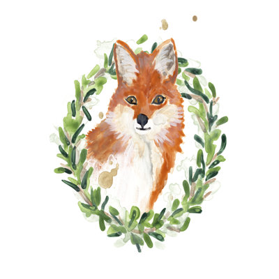 Woodland Holiday Fox by June Erica Vess - Painting Print