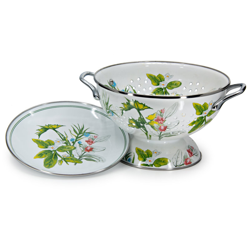 Golden Rabbit Enamelware Herbs Colander Set