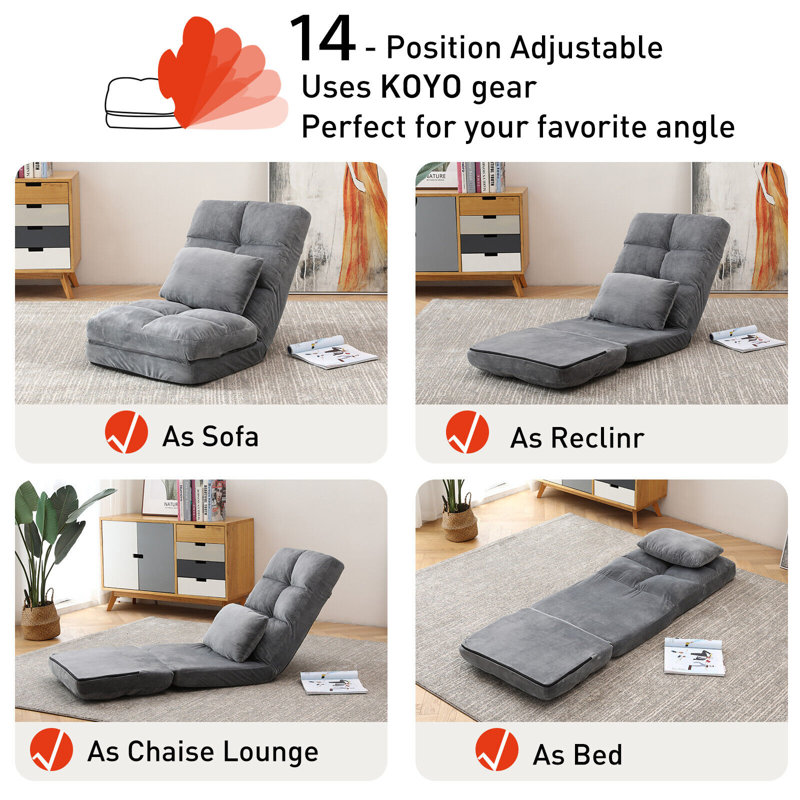 Isabelle & Max Reclining and Adjustable Height Floor Game Chair in Gray