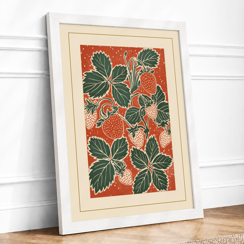 Strawberry Botanical - Print, A3 - 42.0 x 29.7 cm, White