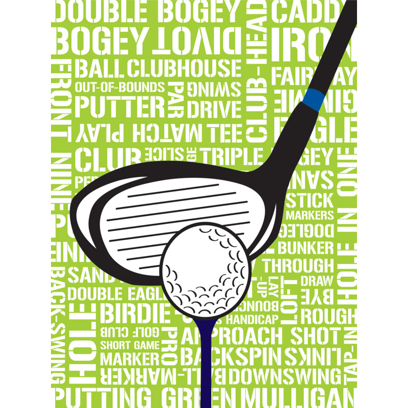 «Golf Typographie», impression, H 16 po x l 12 po x P 1,5 po, Sans mat, Toile tendue