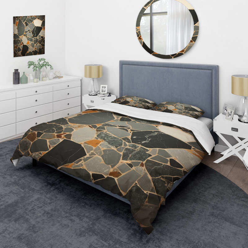 Ensemble de housse de couette Gray Abstract Harmony In Tiles III - Abstract Tile