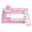 Lit superposé Twintwin en rose, 2 tiroirs, 3 tablettes, glissade, conception unique, crée un espace confortable et ludique pour une chambre d'une capacité de poids de 250 lb,-129943967-129943969