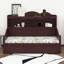 Lit de jour simple avec tiroirs de rangement et étagère de tête de lit, structure de lit de jour rétro en bois-1909767986