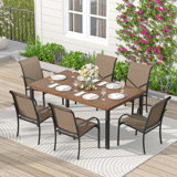 Leyre 6 - Person Metal Patio Dining Set with Rectangular Table