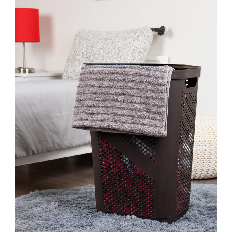 Panier à linge en plastique avec poignées, Brun