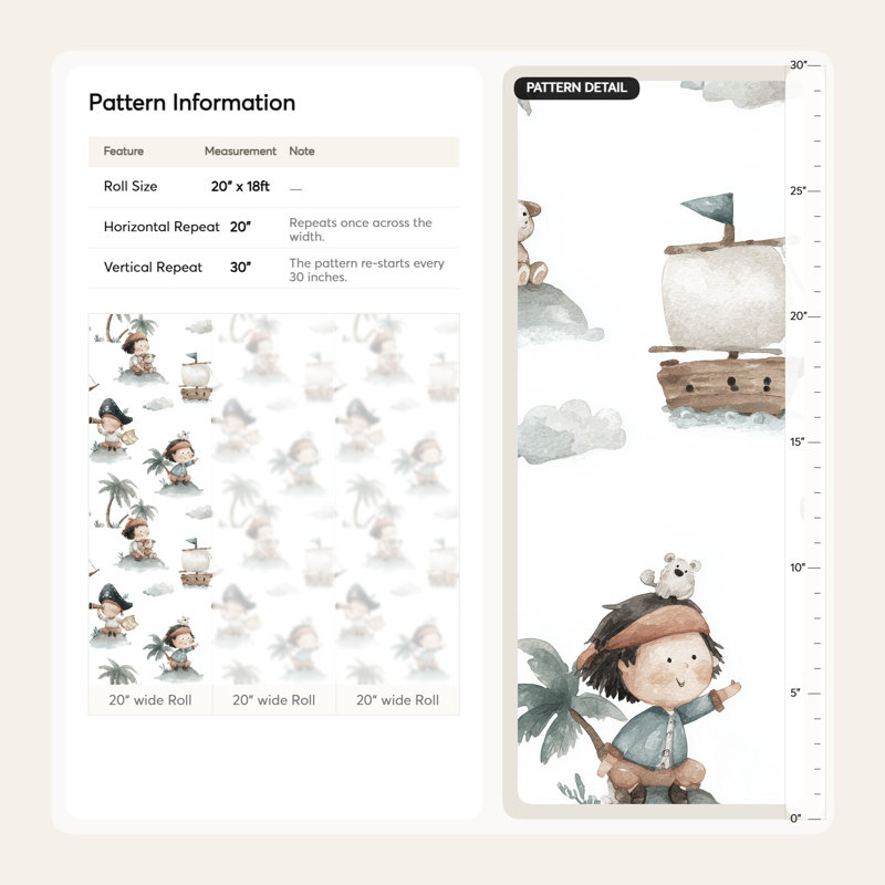 Dessin de pirate, papier peint décoratif pour enfants, Non tissé, non collé