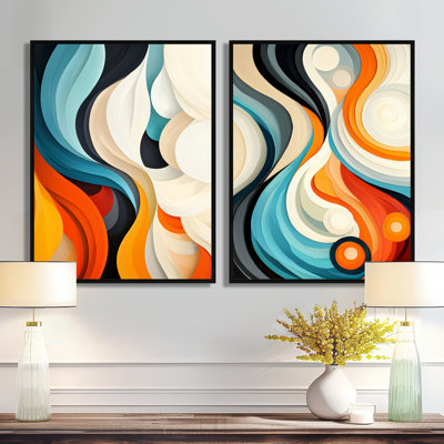 Cosmic Dance of Colours I - Abstract Impressionism Wall Decor, Modern Abstract, art mural 2 pièces