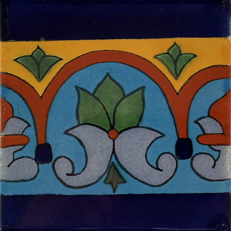 Dosseret en argile mexicain fait à la main Talavera de 4,2 po x 4,2 po 9 pièces TalaMex