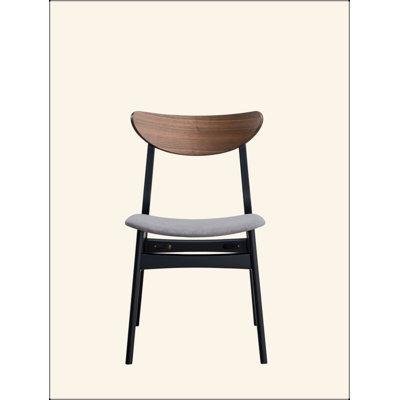 Gray Linen, Walnut & Black Finish Side Chair (Set Of 2)