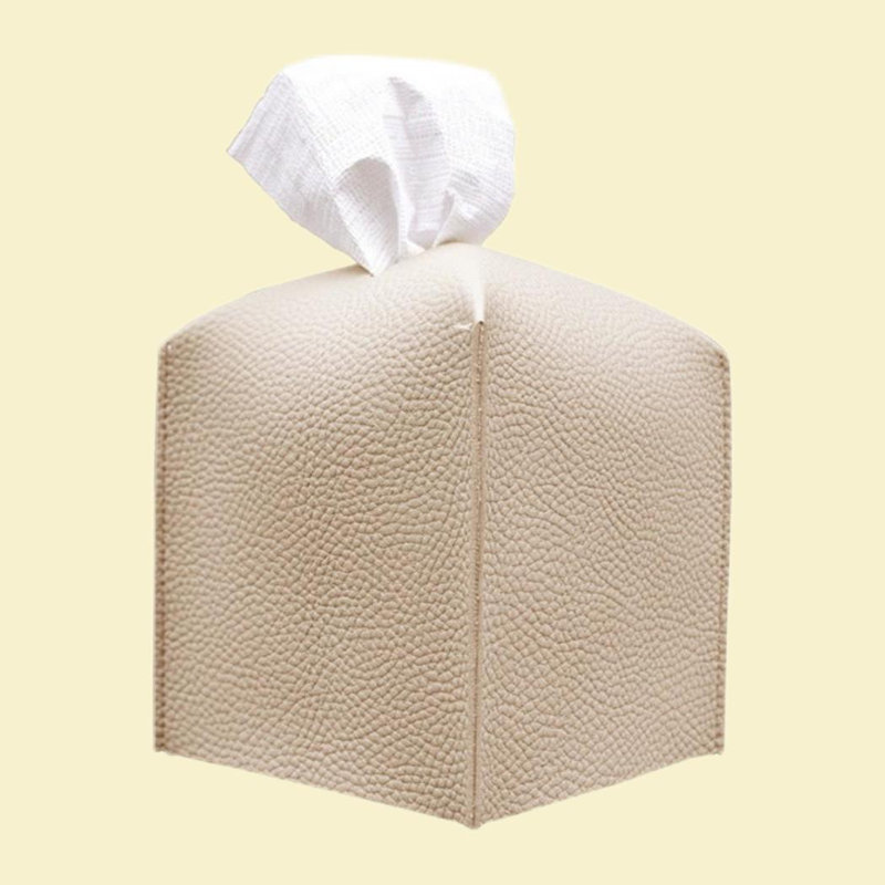 Couvercle de boîte à mouchoirs en cuir PU moderne, Beige