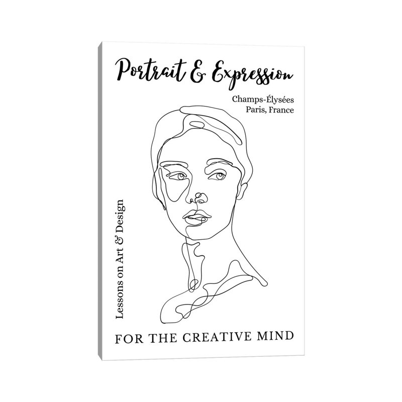 Portrait Line Art Face In Paris, France by Design Harvest - Wrapped Canvas Print, 66.04 cm H x 45.72 cm W x 1.91 cm D