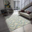 Tapis moderne en laine à motif de chevrons blanc cassé, jaune et bleu Ailey Authentic-1832372617