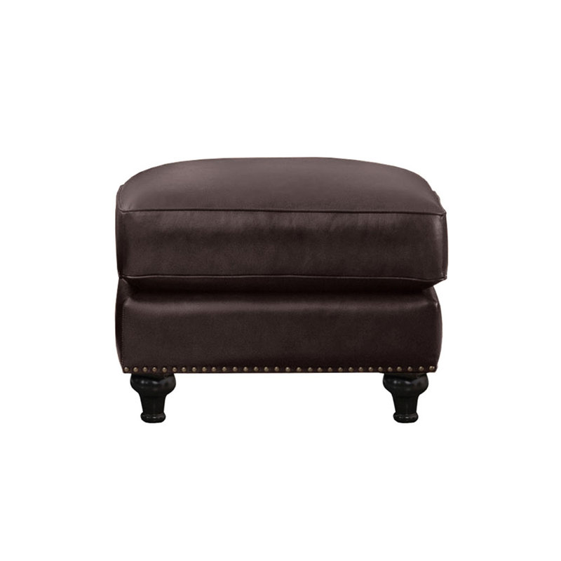 Perryton Upholstered Ottoman, Coffee Brown Top Grain Leather