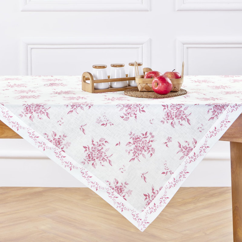 Jolie Fleur Print-100% Pure Linen Table Throw