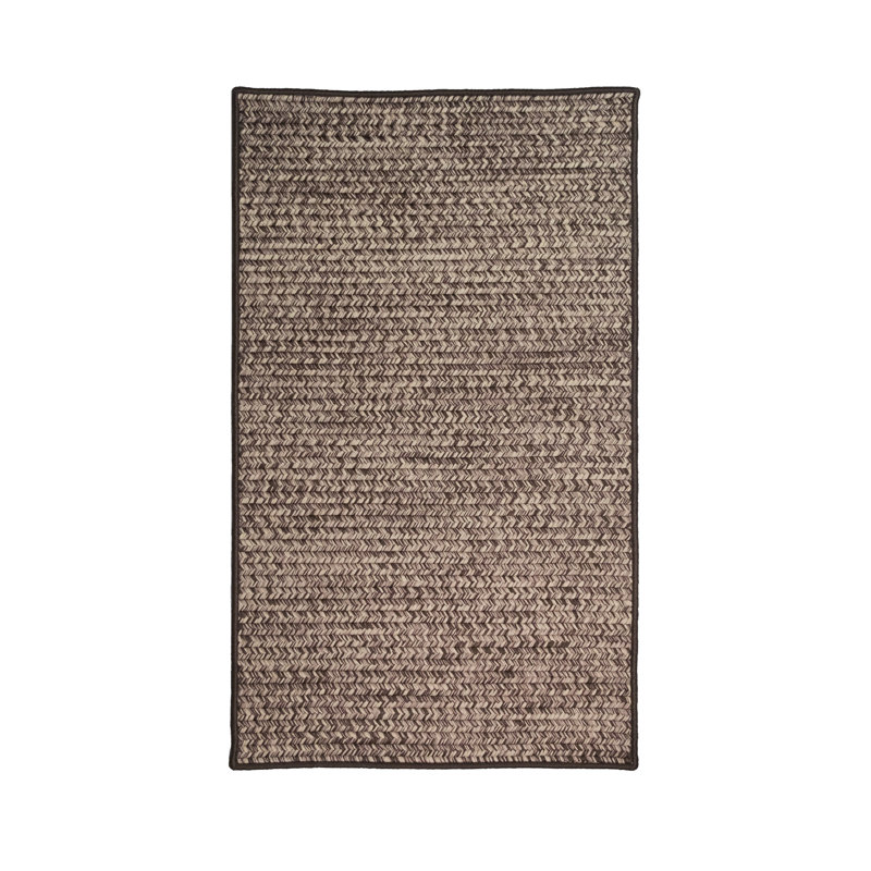 Tapis intérieur / extérieur brun en polypropylène tressé à la machine Rectangle Aveyon, Rectangle 3 pi x 5 pi