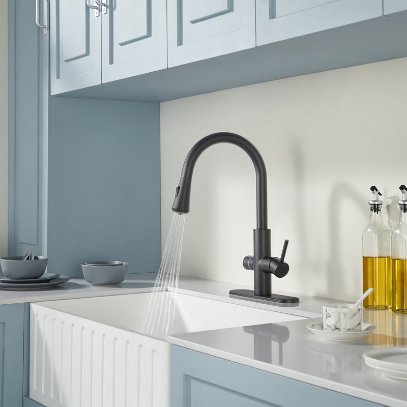 Poignée simple 4 en 1 coucher de soleil 17,5 po Robinet pour distributeur d'eau chaude instantanée avec réservoir de chaudière et filtre en noir mat