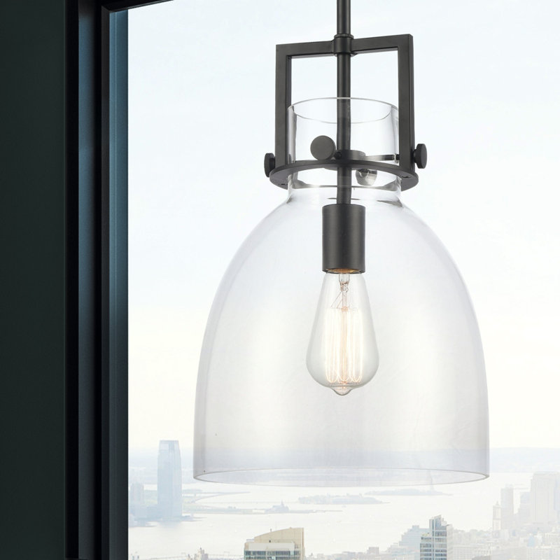 Luminaire suspendu à 1 tige Adae, H 11,75 po x l 10 po x P 10 po, Noir mat