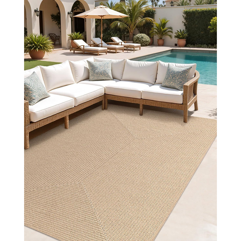 Alcanza Jute Rug Indoor Outdoor,Reversible Hand Woven Natural Fiber Solid Area Rug,Easy Clean Modern Minimal Decor For Patio, Deck, Living Room, Dining Room