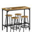 Table de cuisine et 4 chaises au charme industriel, brun rustique, métal noir, peu encombrant, fabrication, assemblage requis 5 tabourets de bar pour la cuisine, look, bois, patins réglables
