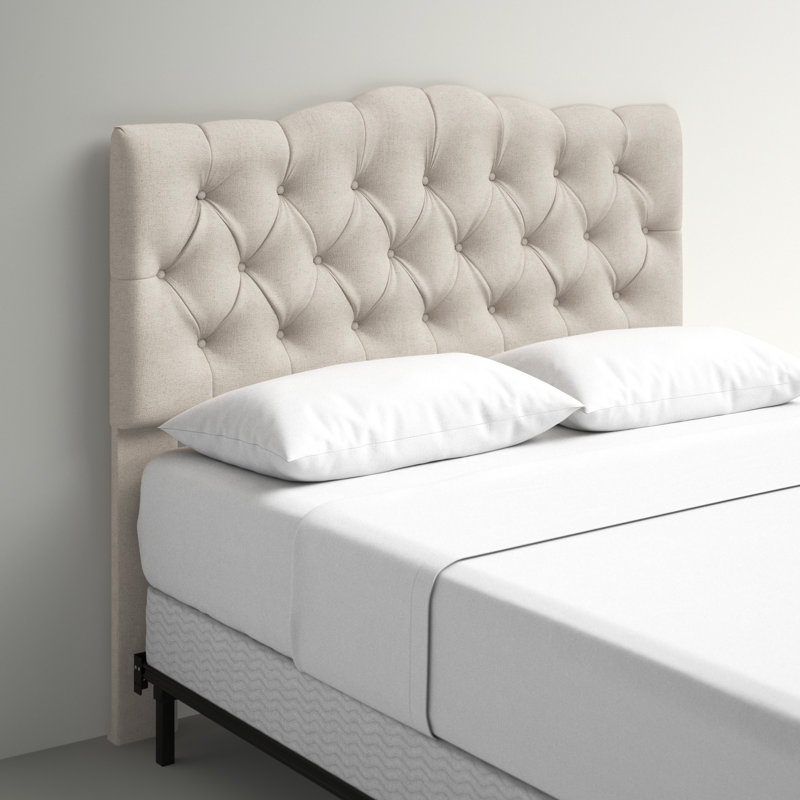 Tête de lit tapissier Camelback, Grand lit, Gris mousse