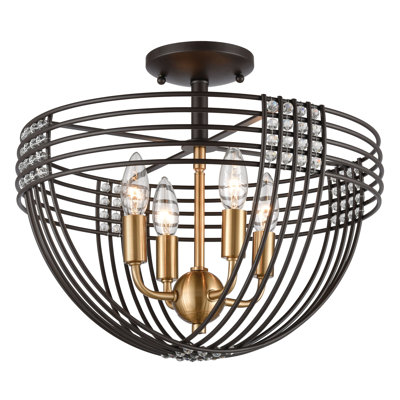 Plafonnier semi-encastré 4 lumières Concentric - largeur 16 po - Bronze huilé