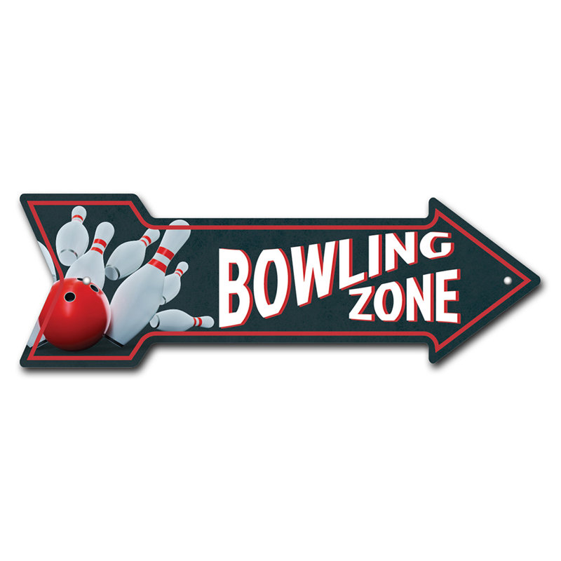 Décalcomanie amusante et amusante 24 po de large Bowling Zone Arrow, H 8 po x l 24 po x P 1 po