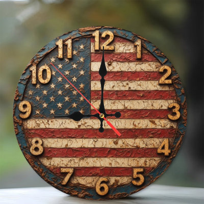 American flag rustic clock distressed design