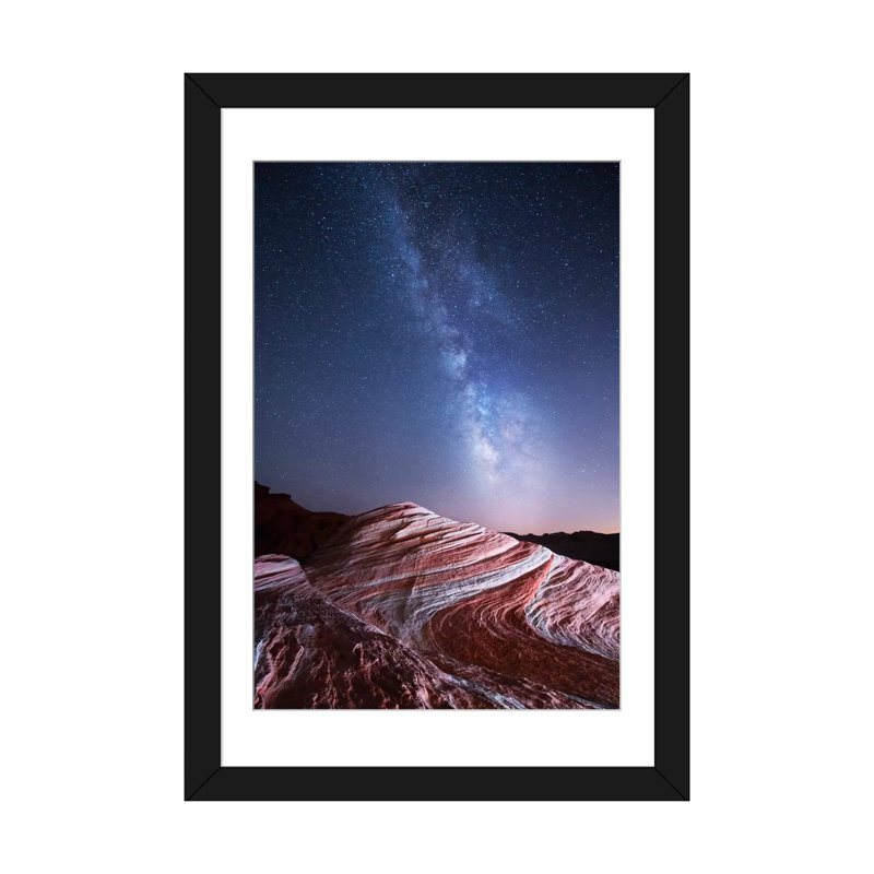 « fire wave », reproduction d’impression sur toile, H 24 po x l 16 po x P 1 po, Papier avec cadre noir, Blanc