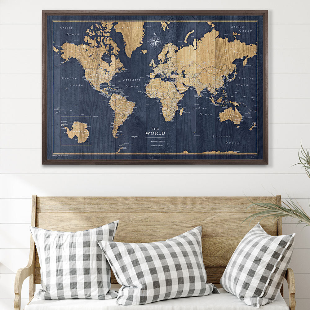 Breakwater Bay World Push Pin Travel Destination Map, Pinable Canvas W ...