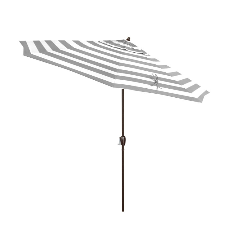 Khoury 108'' Umbrella, Grey White Cabana Stripe