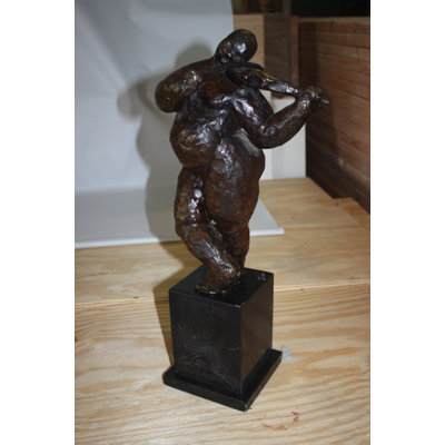 Aneira Botero Style Man Plays Violin Made From Bronze -  Size: 9"L x 6"W x 21.5"H. 
