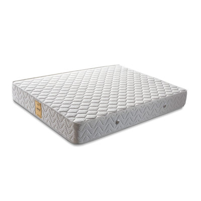Matelas double face de qualité supérieure, 55,1 po x 78,7 po x 10,2 po | Housse en tricot de coton doux, mousse à mémoire de forme et système à ressorts multiples | Couleur unie blanche avec motif géométrique | Idéal pour un sommeil et un soutien confortables