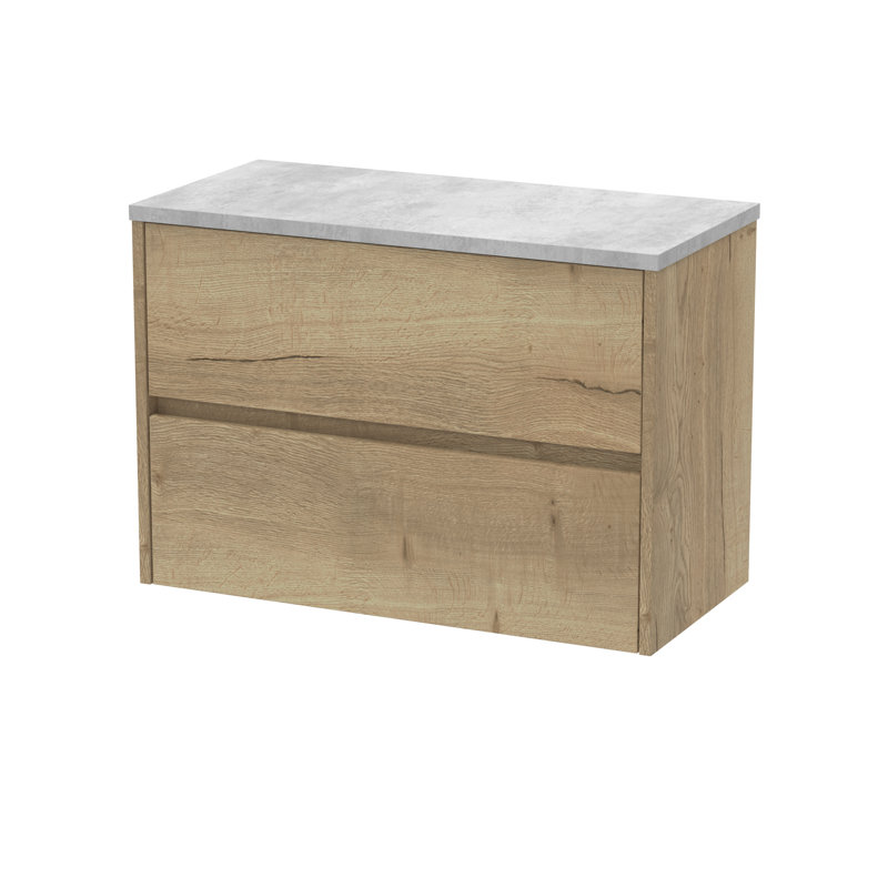 80cm Wall Mounted Single Bathroom Vanity Base Only, Autumn Oak
