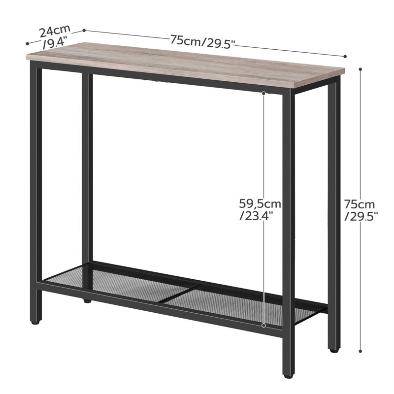 Mizpah 29.5'' Console Table Sofa Table with Shelf, Gray