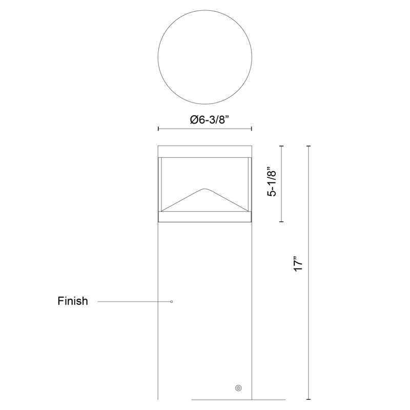 Dover LED Bollard Light, 17" H x 6.38" W x 6.38" D