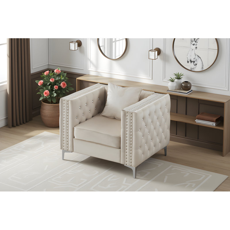 Chaise en velours Lyon, Velours ivoire