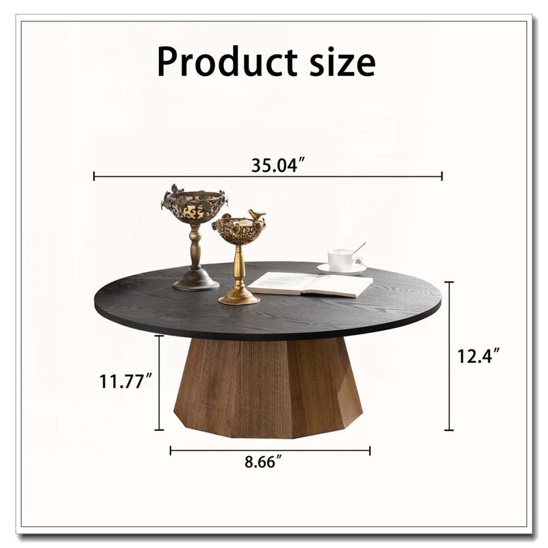Table basse ronde en bois à piédestal robuste pour salon facile à assembler